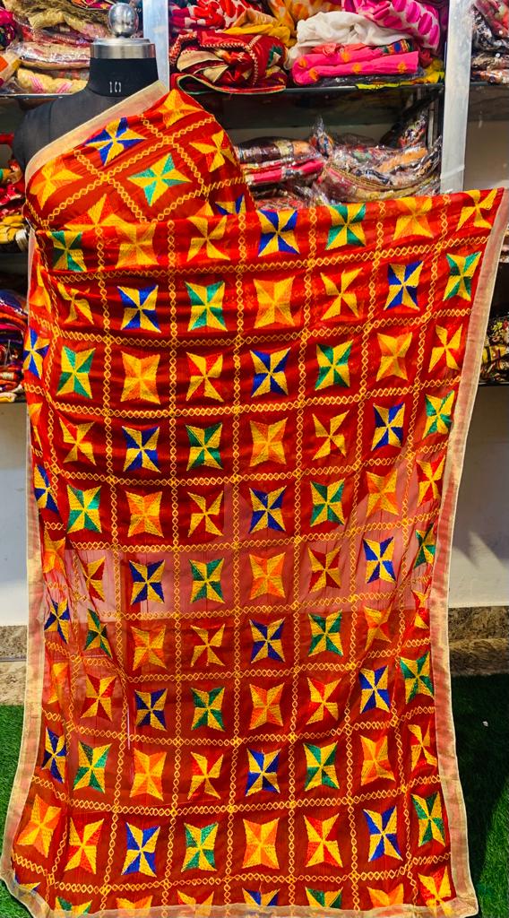 Phulkari dupatta clearance suit