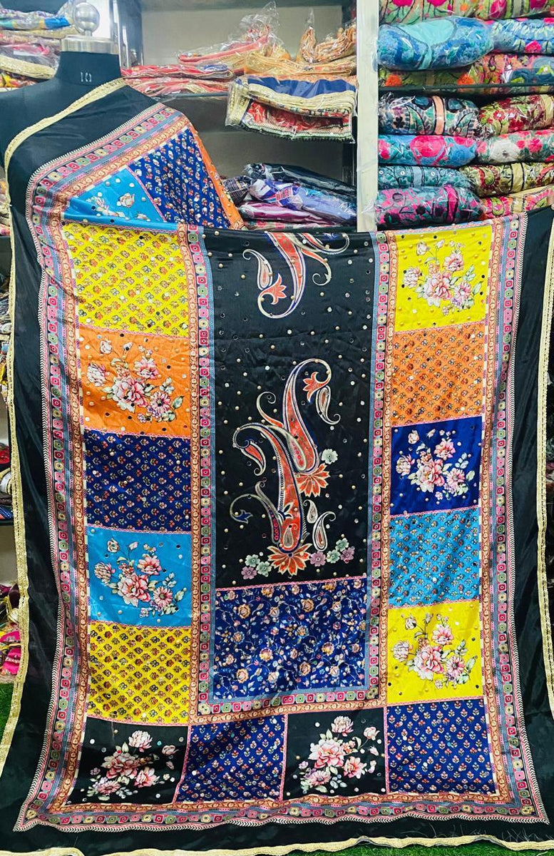 Maroon Mirror Work Cotton Dupatta