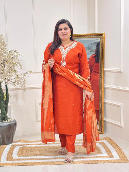 AGNI RUST HANDWORK SUIT SET