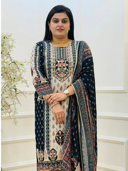 RABIA BLACK STRAIGHT SUIT SET