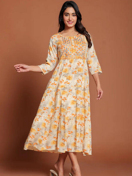 AANYA EMBROIDERED FLARED MAXI DRESS