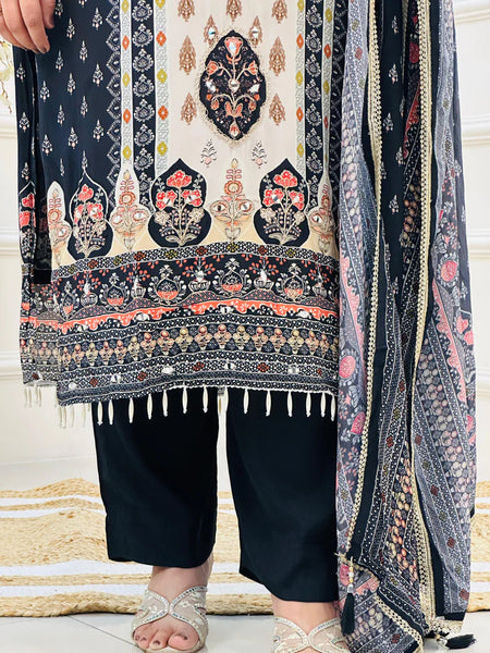 RABIA BLACK STRAIGHT SUIT SET