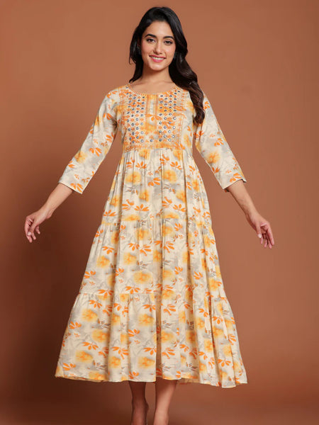 AANYA EMBROIDERED FLARED MAXI DRESS
