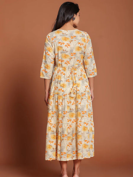 AANYA EMBROIDERED FLARED MAXI DRESS