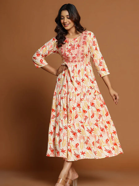 MYRA EMBROIDERED FLARED MAXI DRESS