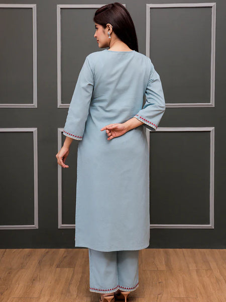 MADHURI TEAL EMBROIDERED KURTA SET