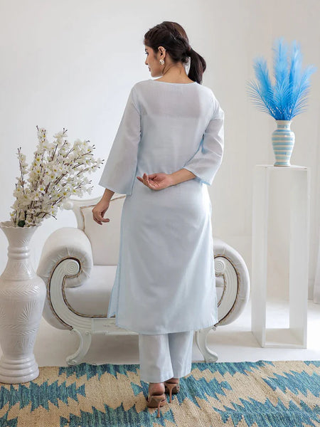 SAKHI PASTEL BLUE EMBROIDERED KURTA SET