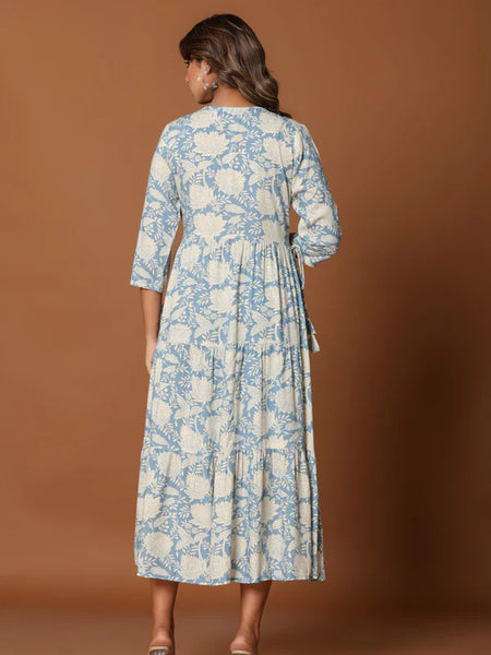 KAYA EMBROIDERED FLARED MAXI DRESS