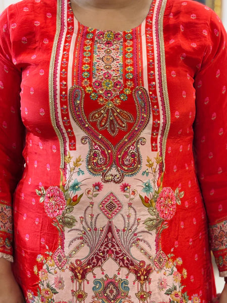 SANA A-LINE RED SUIT SET
