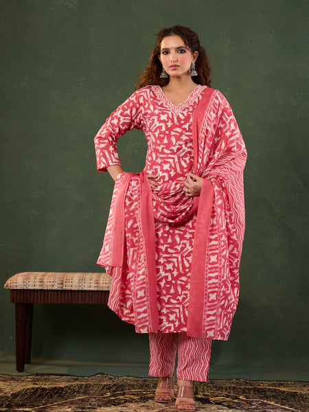 LEELA FLORAL THREE PCS SUIT SET