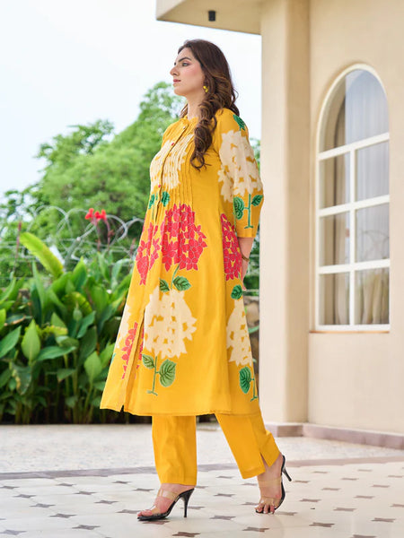 AFREEN YELLOW PRINTED KURTA SET