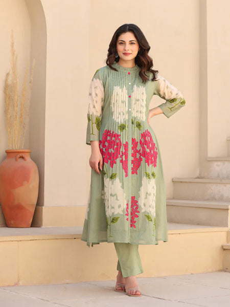 ZAHAN PINTEX GREEN KURTA SET