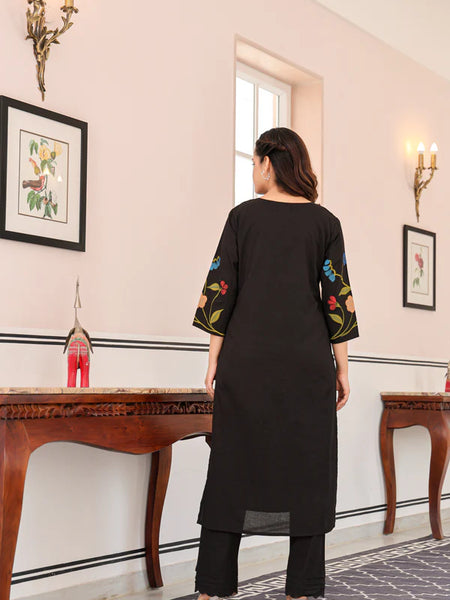 MARINA BLACK FLORAL KURTA SET