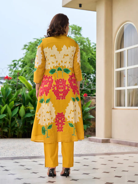 AFREEN YELLOW PRINTED KURTA SET