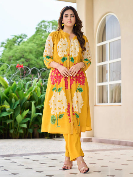 AFREEN YELLOW PRINTED KURTA SET