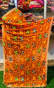 Orange Color Simple Phulkari Dupatta