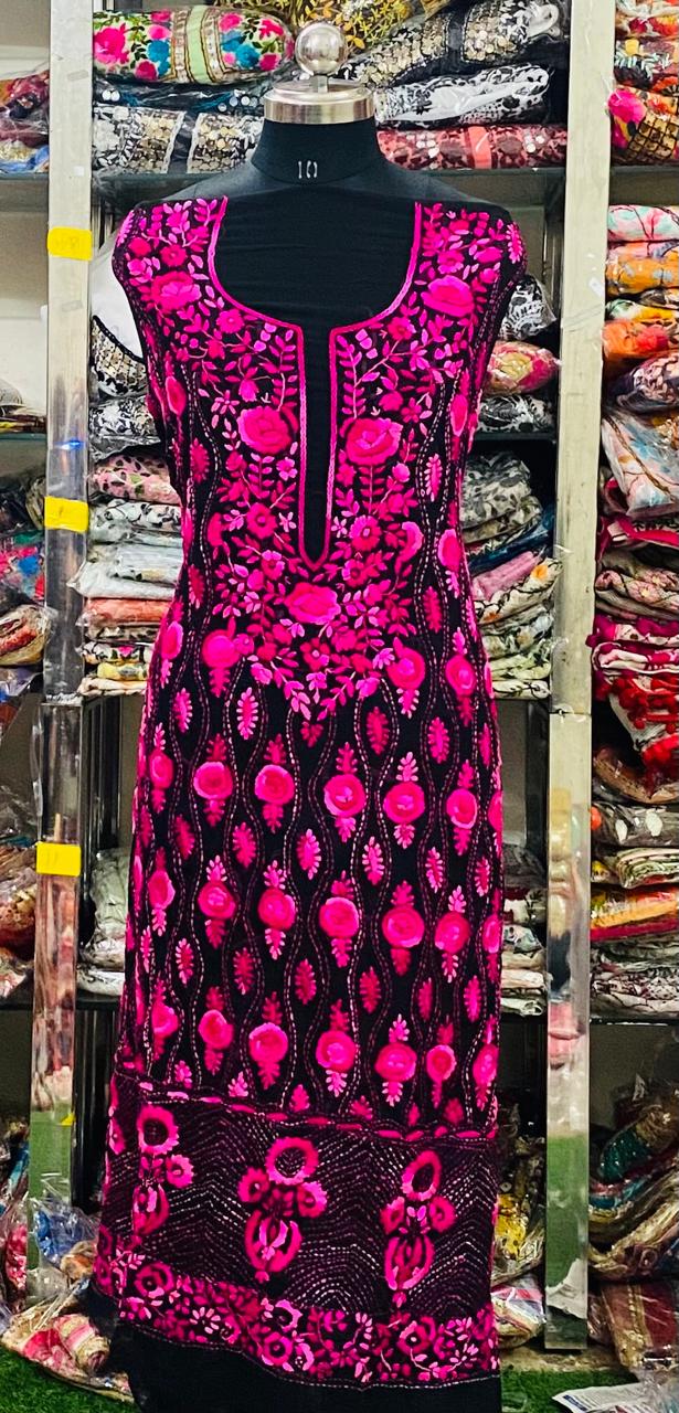 Georgette Kurti Phulkari Handwork GK2024JULY0188