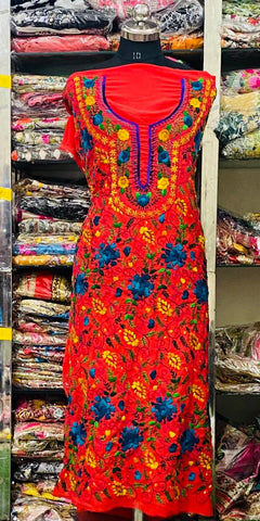 Georgette Kurti Phulkari Handwork GK2024AUG0207