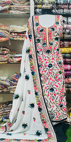 Georgette Phulkari Suits Handwork 2024AUG3018