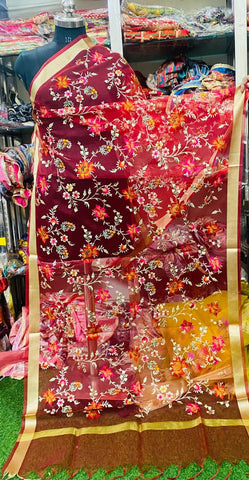 Handwork Organza Aari Work Dupatta2024NOV1802