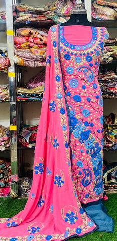 Georgette Phulkari Suits Handwork 2024DEC0812