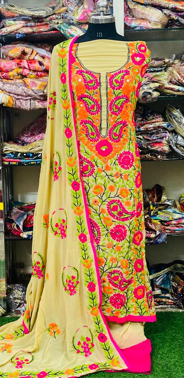 Georgette Phulkari Suits Handwork 2024DEC0816