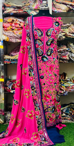 Georgette Phulkari Suits Handwork 2024DEC0819