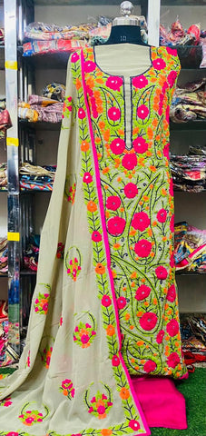 Georgette Phulkari Suits Handwork 2024DEC1010