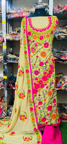 Georgette Phulkari Suits Handwork 2024DEC1011