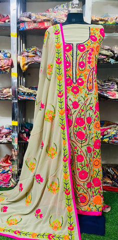 Georgette Phulkari Suits Handwork 2024DEC1021