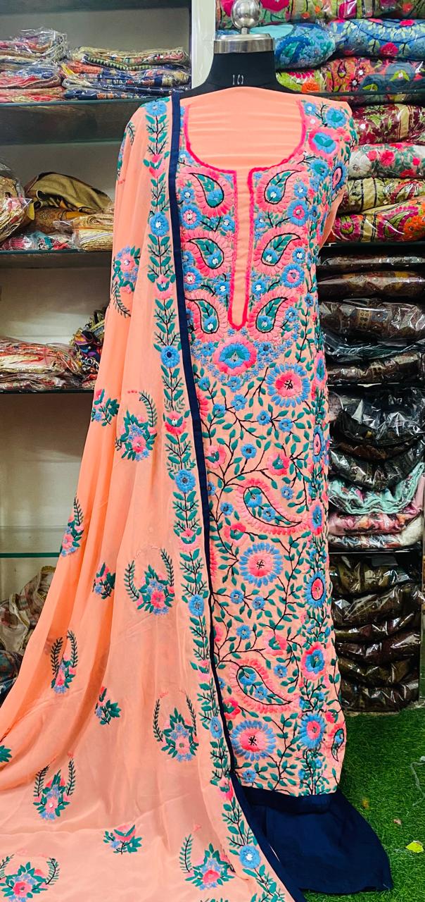 Georgette Phulkari Suits Handwork 2024DEC1104