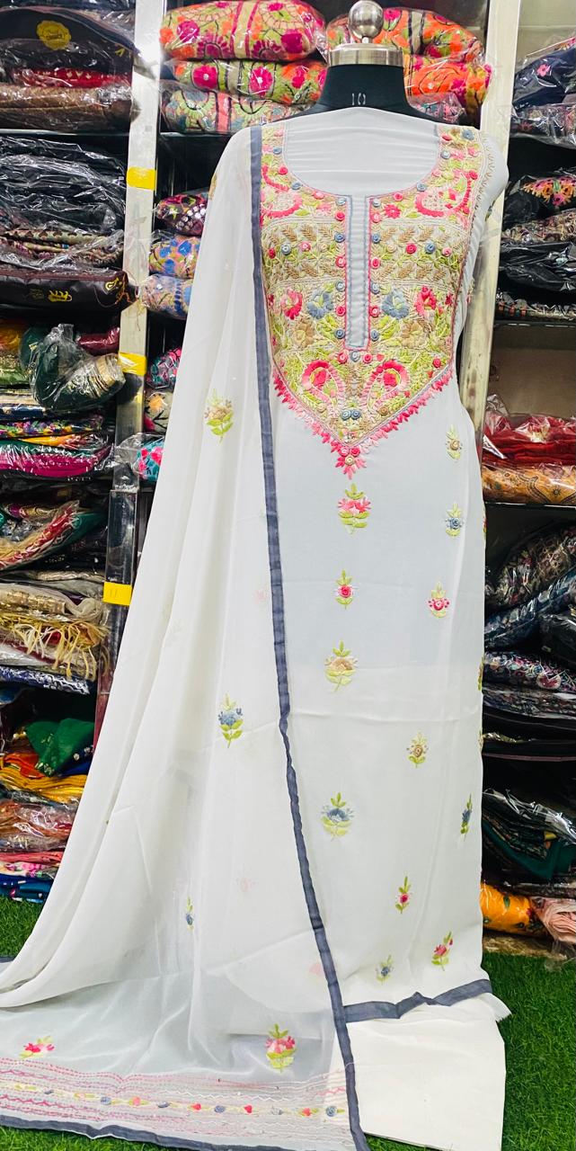 Georgette Phulkari Suits Handwork 2024DEC3108