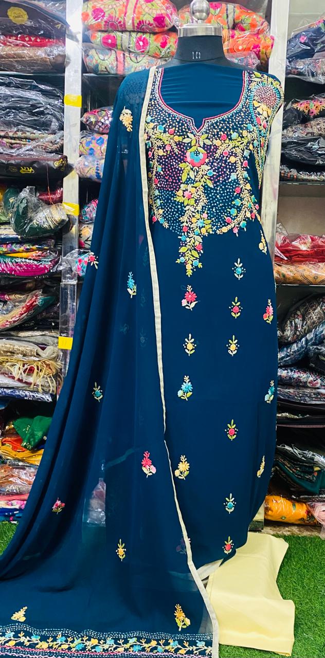 Georgette Phulkari Suits Handwork 2024DEC3109