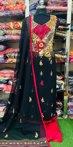 Georgette Phulkari Suits Handwork 2024DEC3112