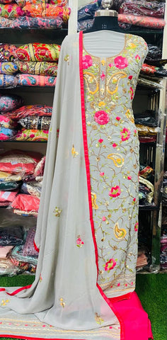 Georgette Phulkari Suits Handwork 2024DEC3129