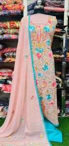 Georgette Phulkari Suits Handwork 2024DEC3146