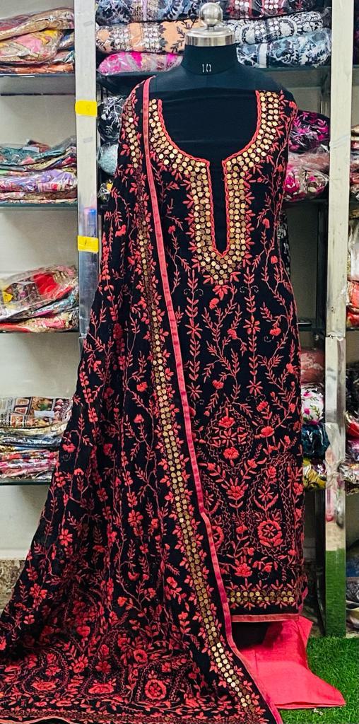 Georgette Phulkari Suits Handwork 2024JAN1702