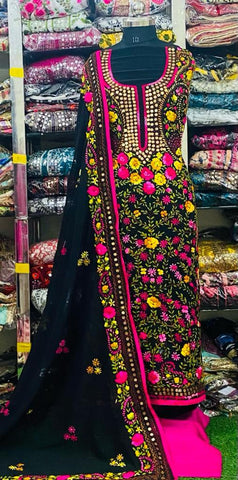 Georgette Phulkari Suits Handwork 2024JAN1704