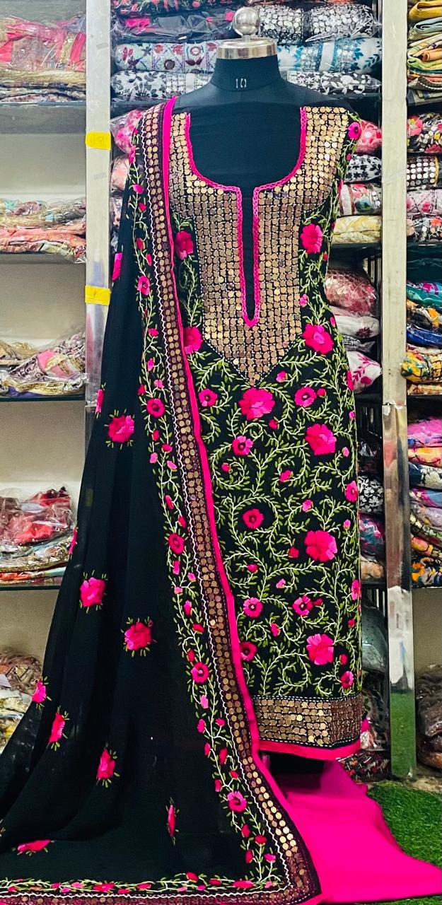 Georgette Phulkari Suits Handwork 2024JAN1710