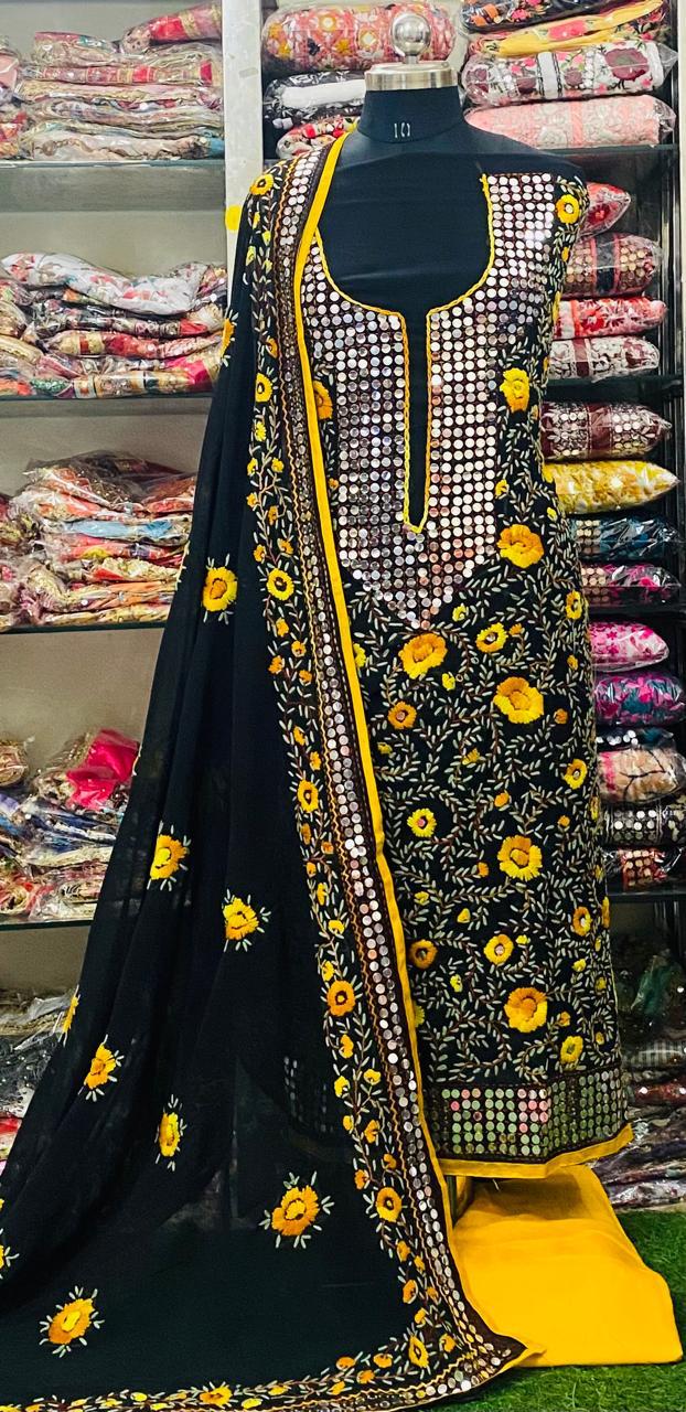 Georgette Phulkari Suits Handwork 2024JAN1714