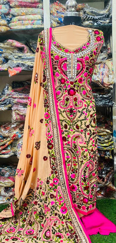 Georgette Phulkari Suits Handwork 2024JAN1735