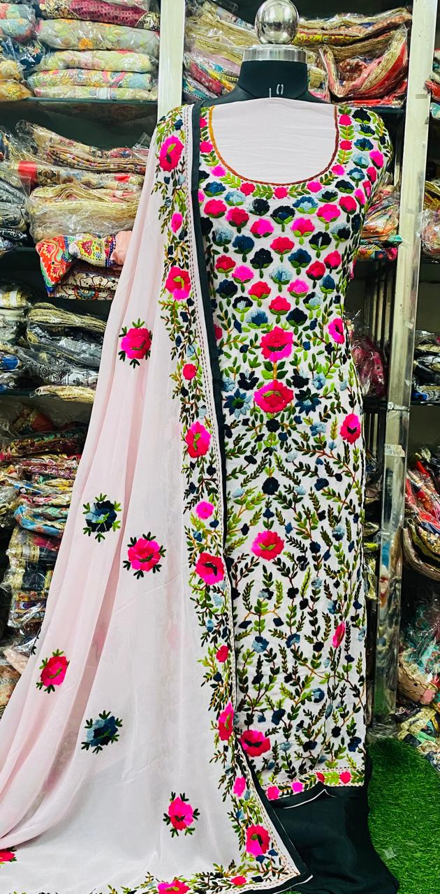 Georgette Phulkari Suits Handwork 2024JAN1802