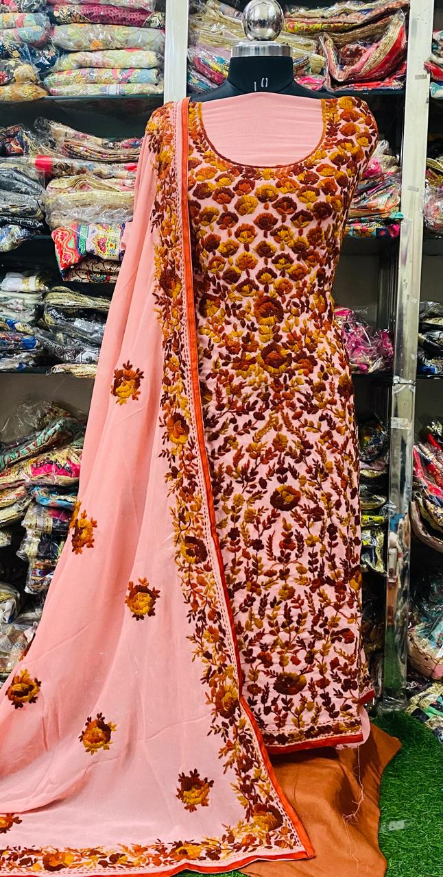 Georgette Phulkari Suits Handwork 2024JAN1803