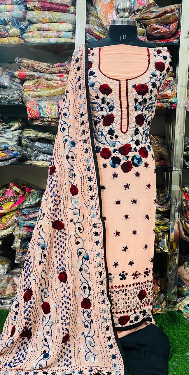 Georgette Phulkari Suits Handwork 2024JAN1830