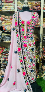 Georgette Phulkari Suits Handwork 2024JAN1832