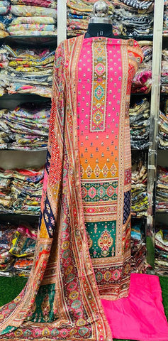 Georgette Phulkari Suits Handwork 2024JAN2107