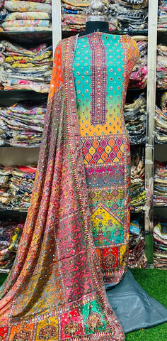 Georgette Phulkari Suits Handwork 2024JAN2108