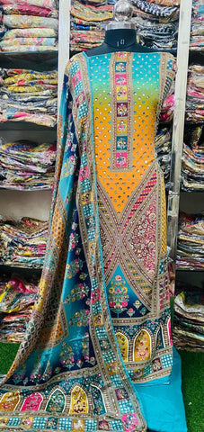 Georgette Phulkari Suits Handwork 2024JAN2109