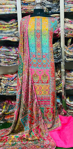 Georgette Phulkari Suits Handwork 2024JAN2112