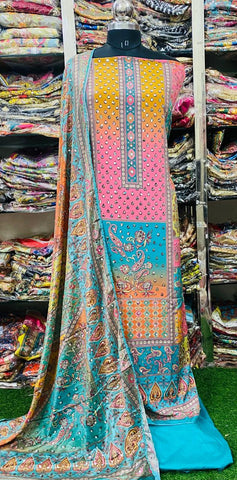 Georgette Phulkari Suits Handwork 2024JAN2113